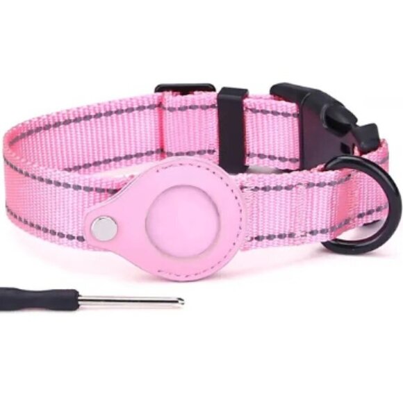 PINK REFLECTIVE AIRTAG  DOG COLLAR - Picture 1 of 10